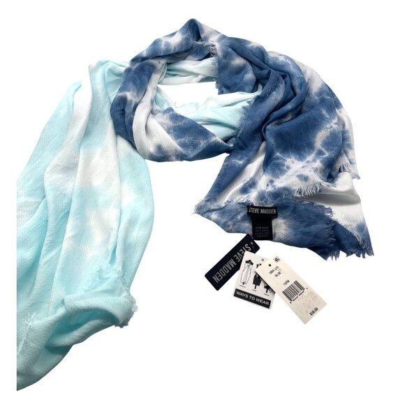 Steve Madden Two-Tone Tie-Dyed Scarf, OS, Blue - Picture 2 of 11